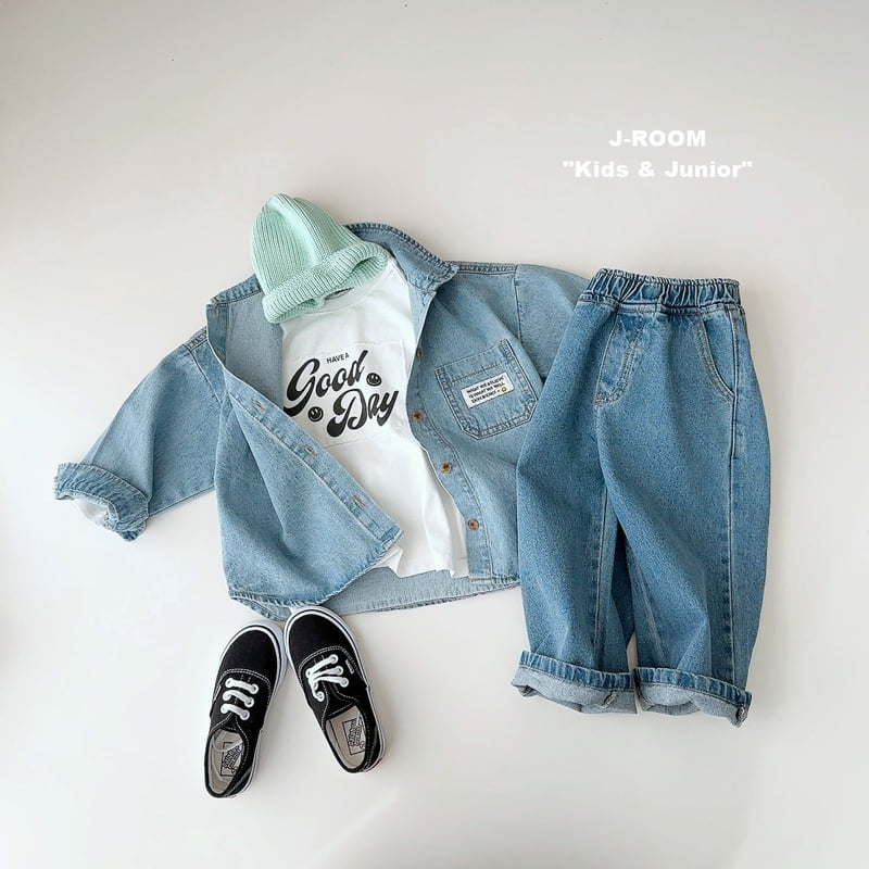 J-Room - Korean Children Fashion - #kidzfashiontrend - Smile Embroidered Wide Denim Pants - 10