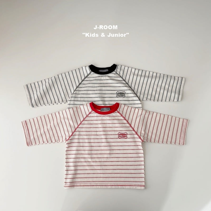 J-Room - Korean Children Fashion - #kidzfashiontrend - Stitch Line Stripe Tee - 5