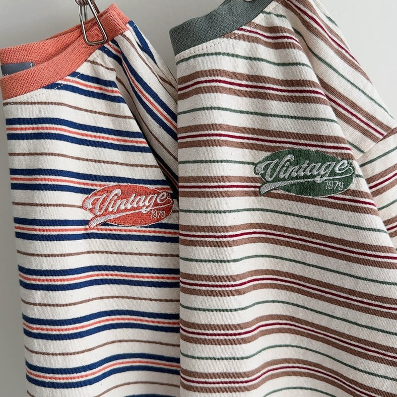 J-Room - Korean Children Fashion - #Kfashion4kids - Vintage Embroidered Stripe Tee - 4