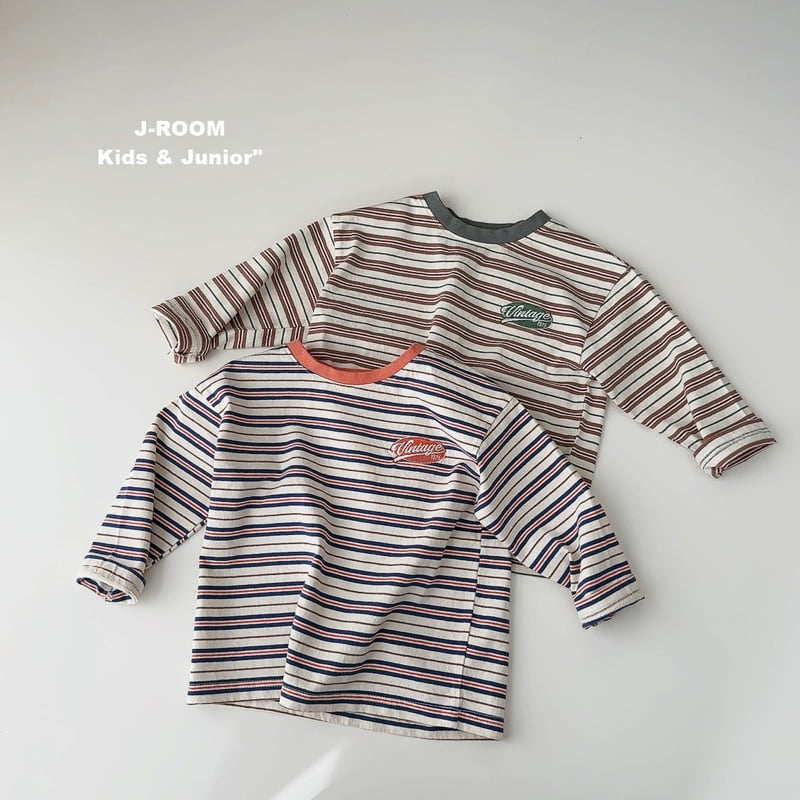 J-Room - Korean Children Fashion - #magicofchildhood - Vintage Embroidered Stripe Tee - 5