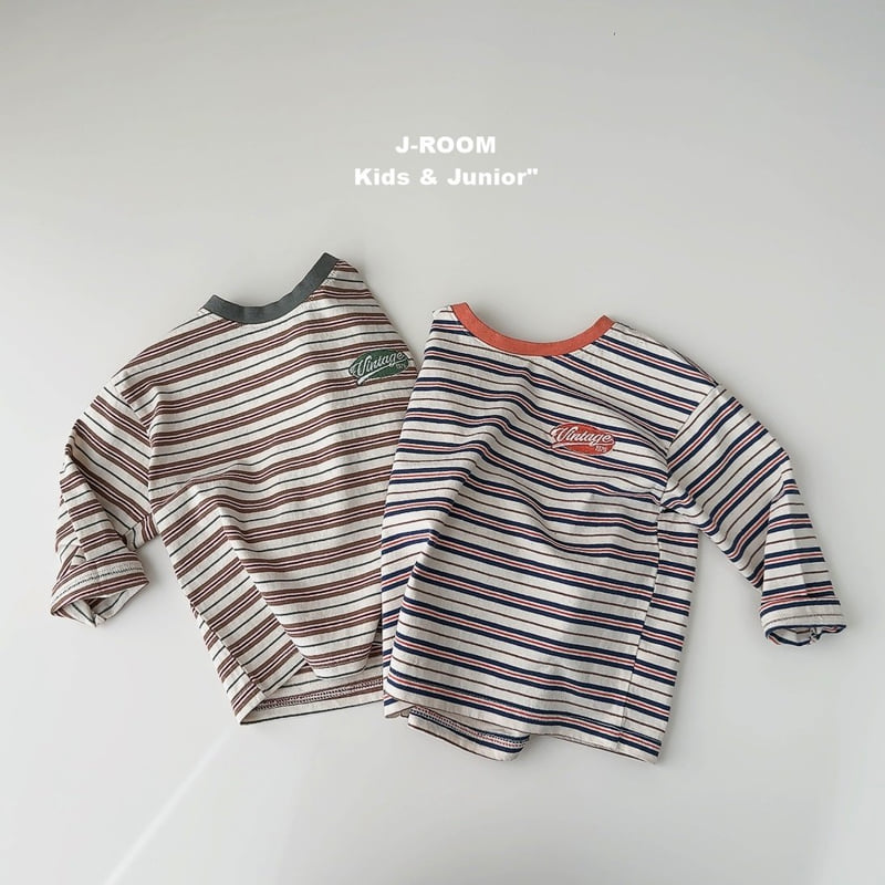 J-Room - Korean Children Fashion - #minifashionista - Vintage Embroidered Stripe Tee - 6