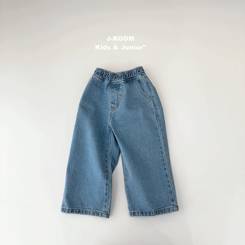 J-Room - Korean Children Fashion - #prettylittlegirls - Smile Embroidered Wide Denim Pants