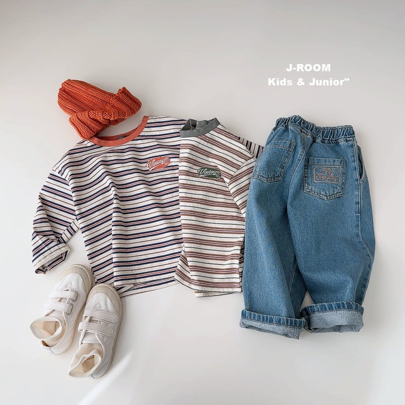 J-Room - Korean Children Fashion - #prettylittlegirls - Vintage Embroidered Stripe Tee - 7