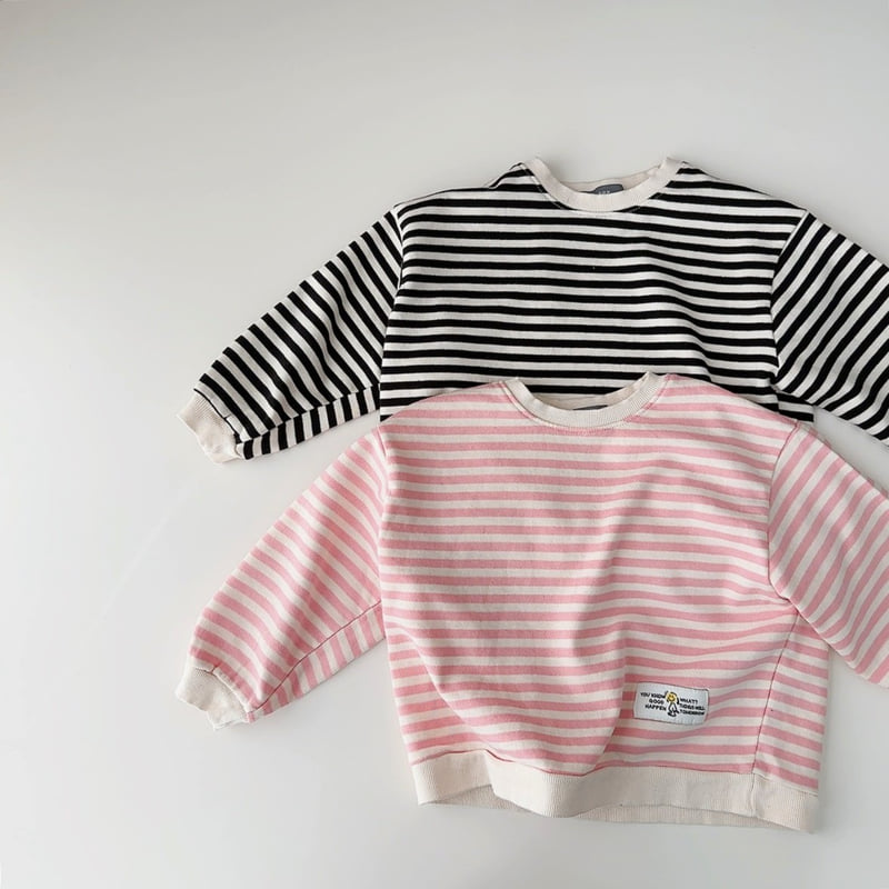 J-Room - Korean Children Fashion - #prettylittlegirls - Label Stripe Sweatshirt - 6