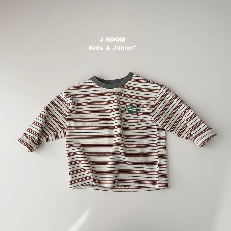 J-Room - Korean Children Fashion - #stylishchildhood - Vintage Embroidered Stripe Tee - 10