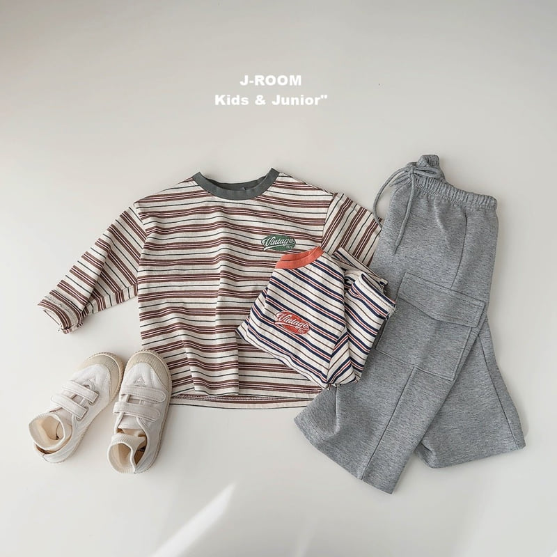 J-Room - Korean Children Fashion - #todddlerfashion - Vintage Embroidered Stripe Tee - 8