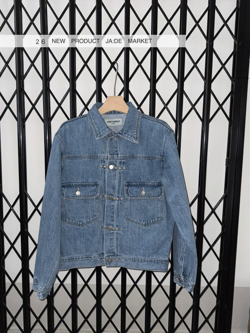 Jade Market - Korean Women Fashion - #momslook - Snap Denim Jacket