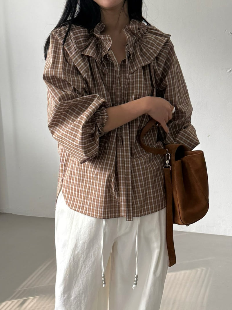 Jade Market - Korean Women Fashion - #momslook - Frill Tie Blouse - 3