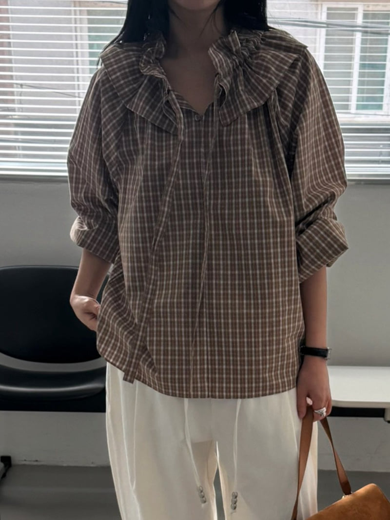 Jade Market - Korean Women Fashion - #momslook - Frill Tie Blouse - 5