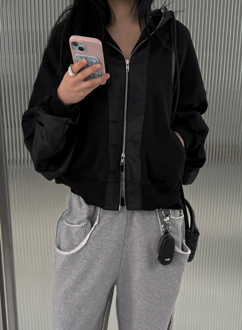 Jade Market - Korean Women Fashion - #momslook - MA-1 Mix Zip-Up Jacket - 10