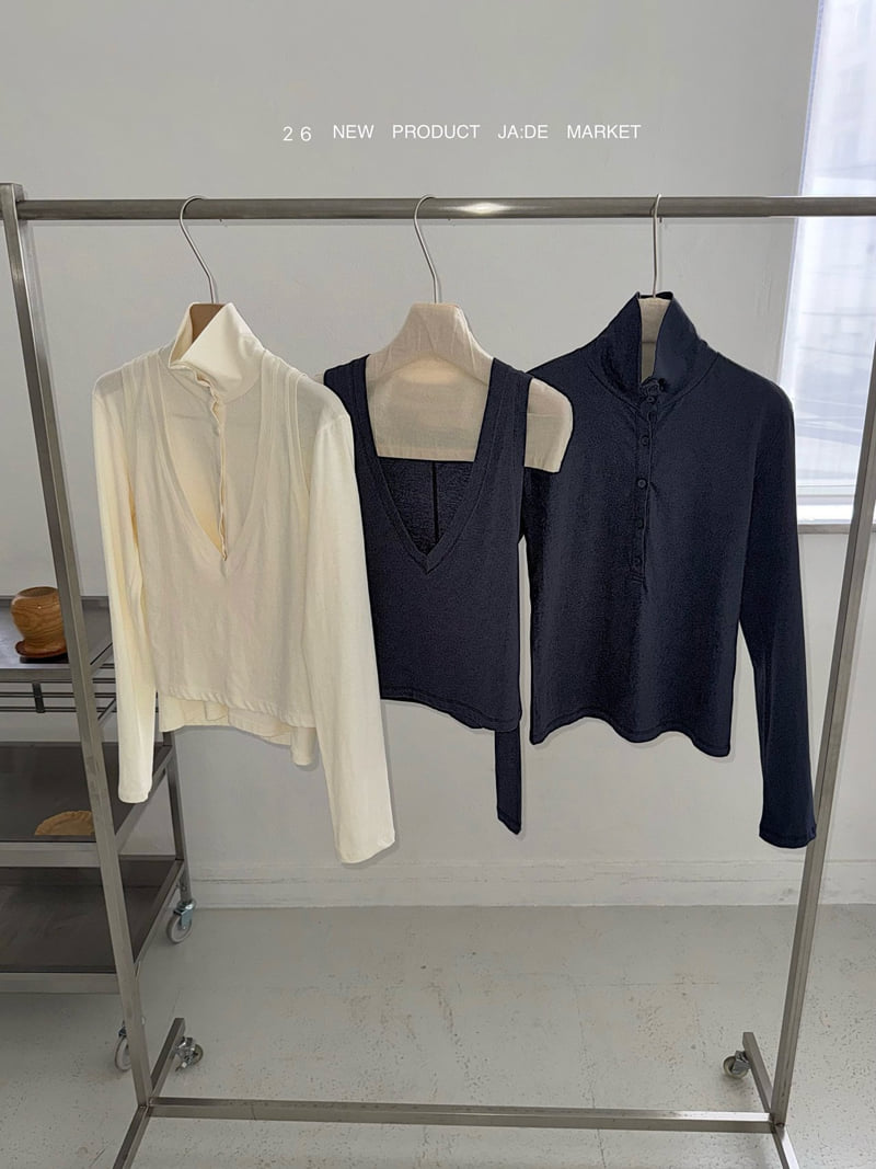 Jade Market - Korean Women Fashion - #momslook - Blanc V-Neck Set - 7