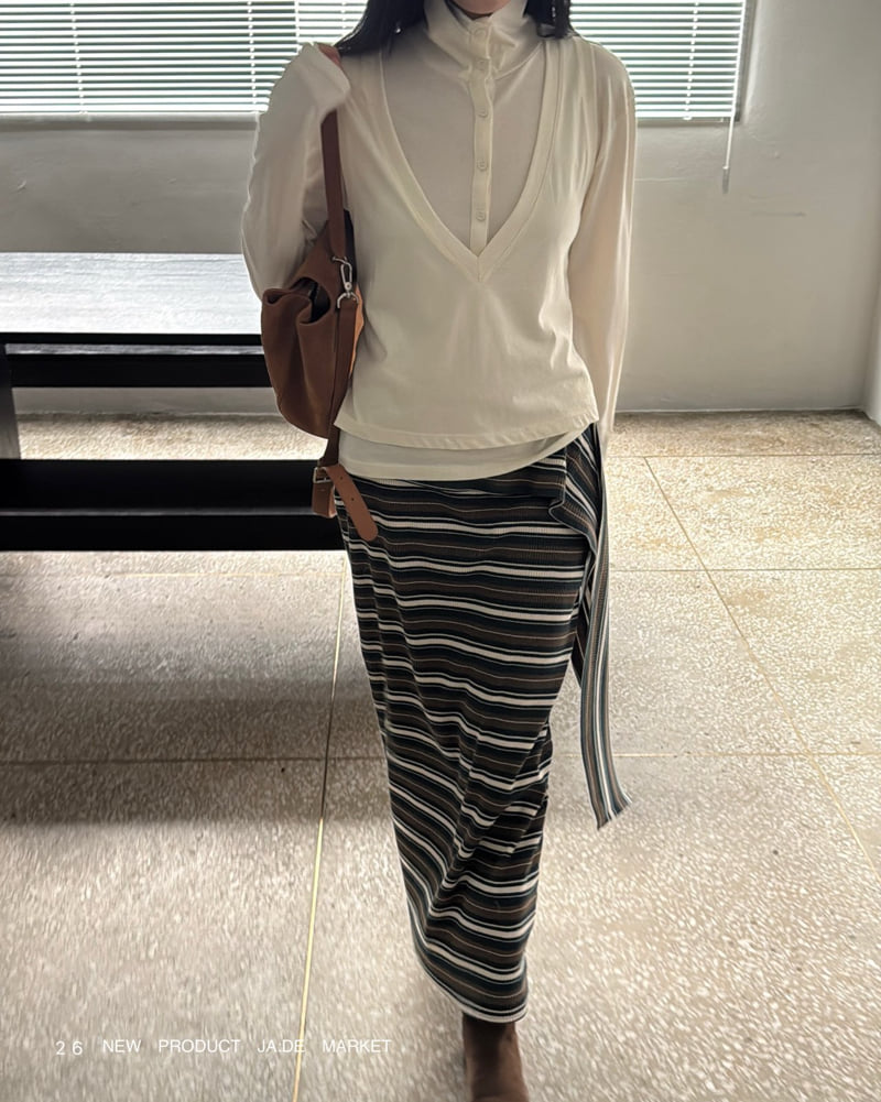 Jade Market - Korean Women Fashion - #momslook - Multi-Stripe Sleeveless Top - 6