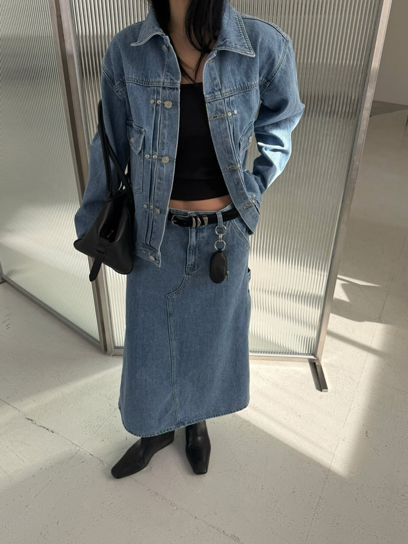 Jade Market - Korean Women Fashion - #womensfashion - Snap Denim Jacket - 10