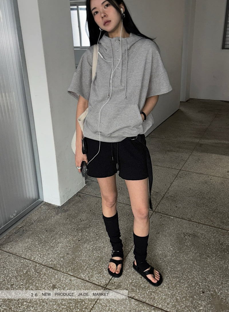 Jade Market - Korean Women Fashion - #womensfashion - Snap Short-Sleeve Hoodie - 9
