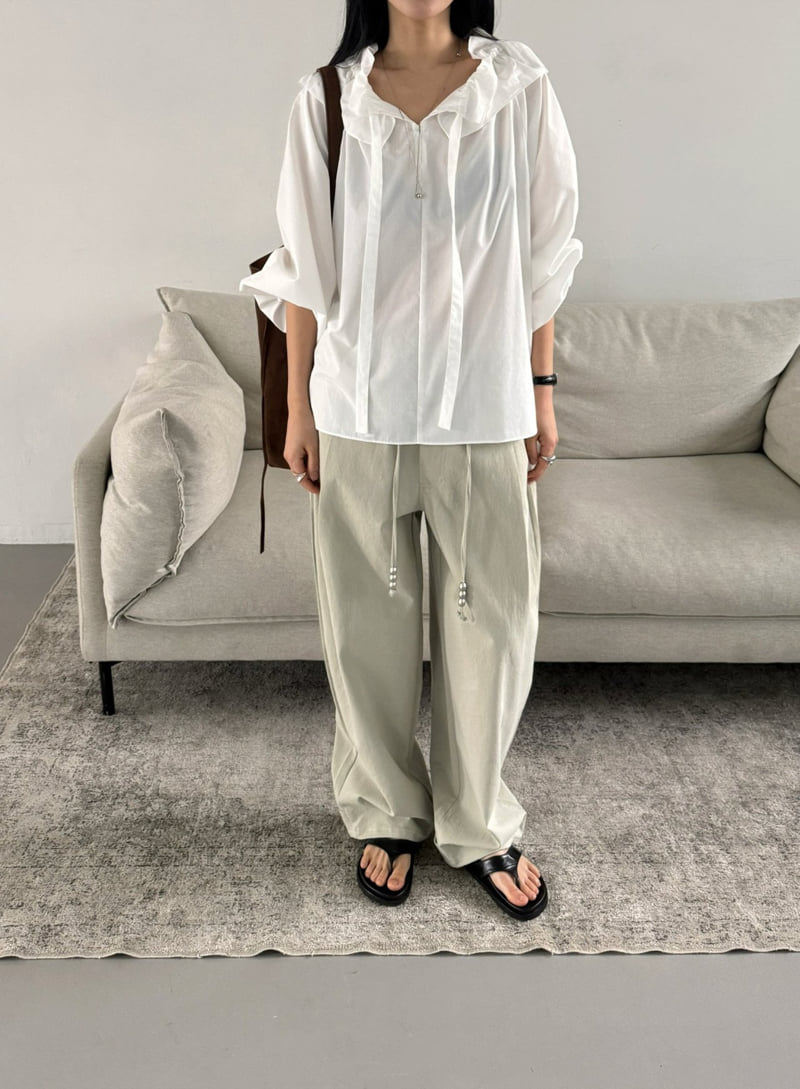 Jade Market - Korean Women Fashion - #womensfashion - Frill Tie Blouse - 10