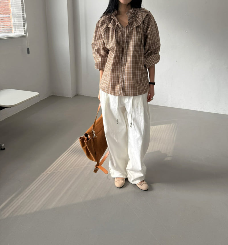 Jade Market - Korean Women Fashion - #momslook - Frill Tie Blouse - 4