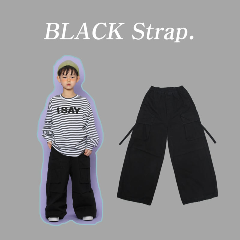 Jenny Basic - Korean Children Fashion - #magicofchildhood - Black Strap Pants