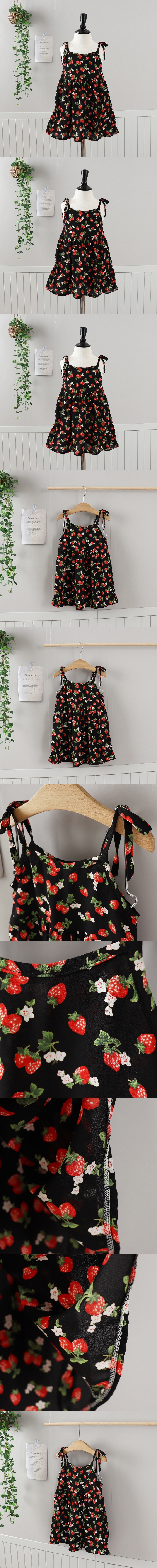 Jierang - Korean Children Fashion - #Kfashion4kids - Strawberry Strap One-piece