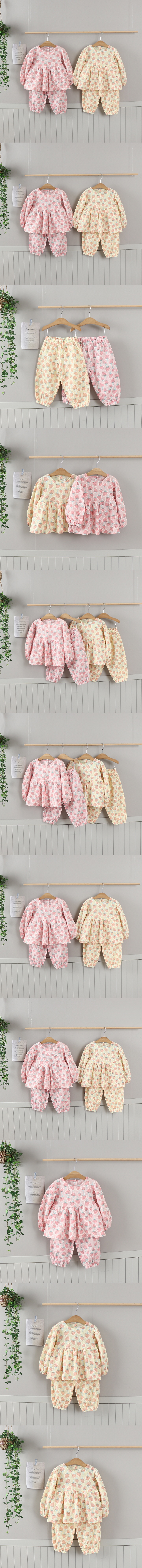 Jierang - Korean Children Fashion - #childofig - Strawberry Love Top Bottom Set
