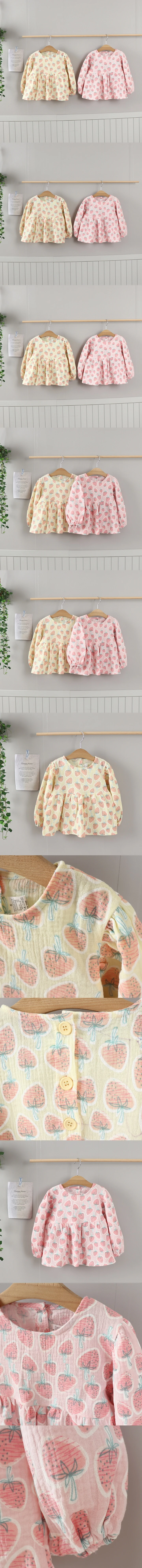 Jierang - Korean Children Fashion - #kidsstore - Strawberry Love Blouse