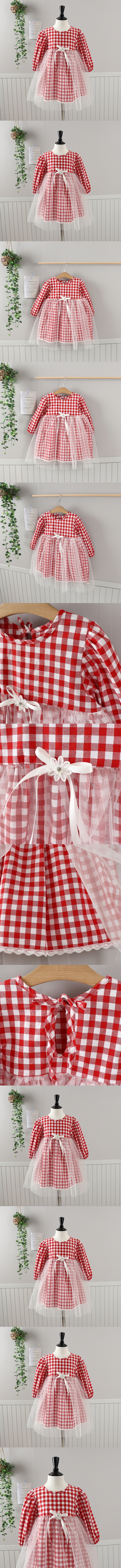 Jierang - Korean Children Fashion - #toddlerclothing - Gingham Sha One-piece