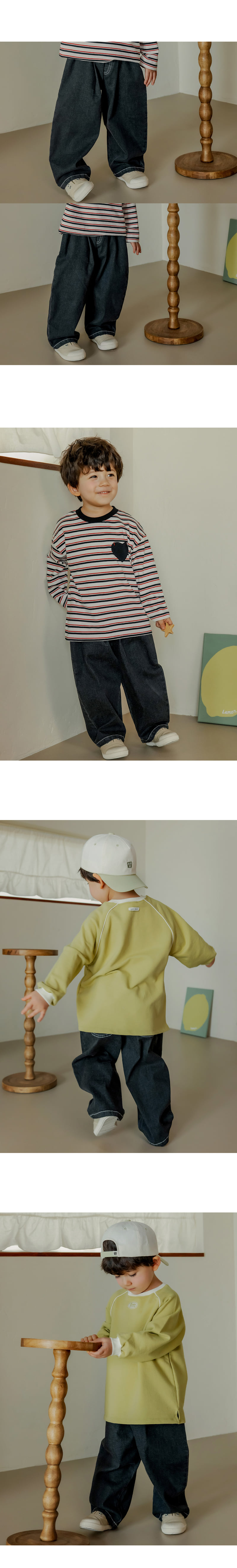 Kids Clara - Korean Baby Fashion - #babyboutique - Moss Curved Denim Pants - 3