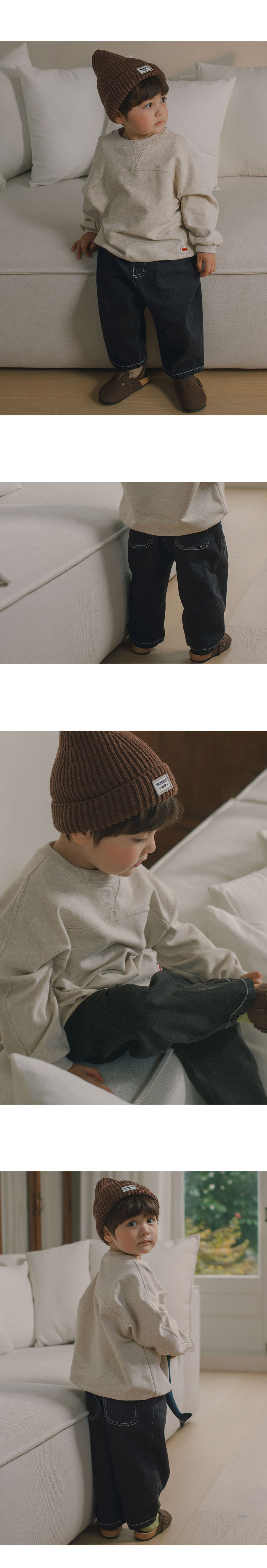 Kids Clara - Korean Baby Fashion - #babyboutique - Moss Curved Denim Pants - 4