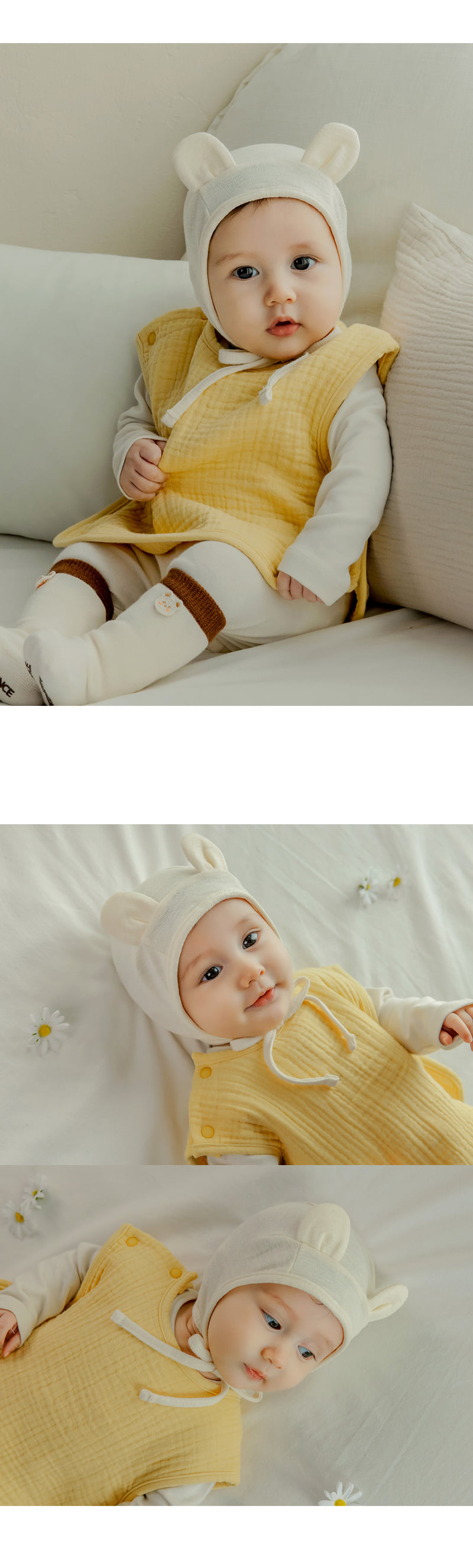 Kids Clara - Korean Baby Fashion - #babygirlfashion - Bebe Bear Baby Bonnet - 5
