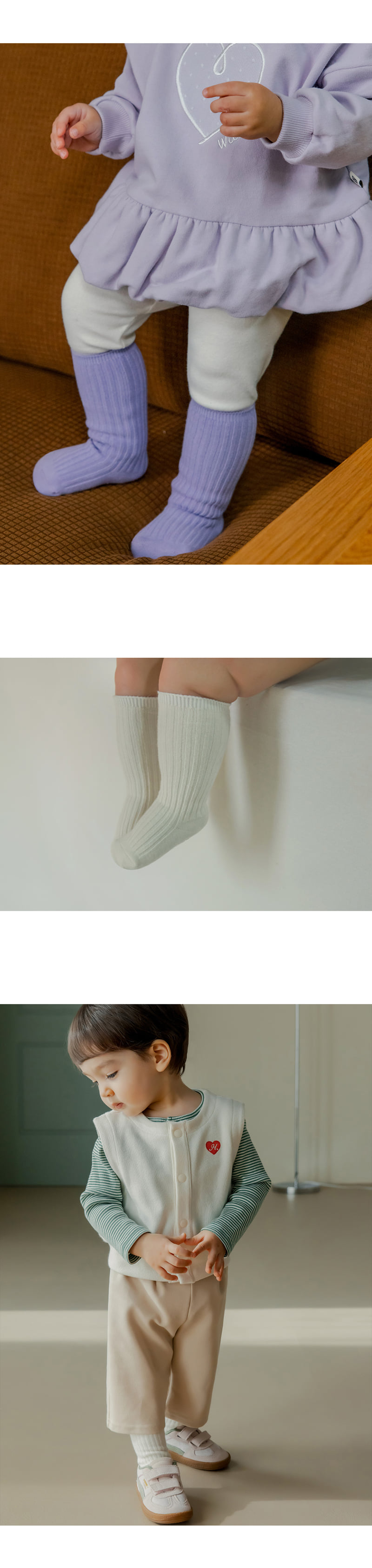 Kids Clara - Korean Baby Fashion - #babyootd - Totori Ribbed Knee Socks (set of 5) - 4