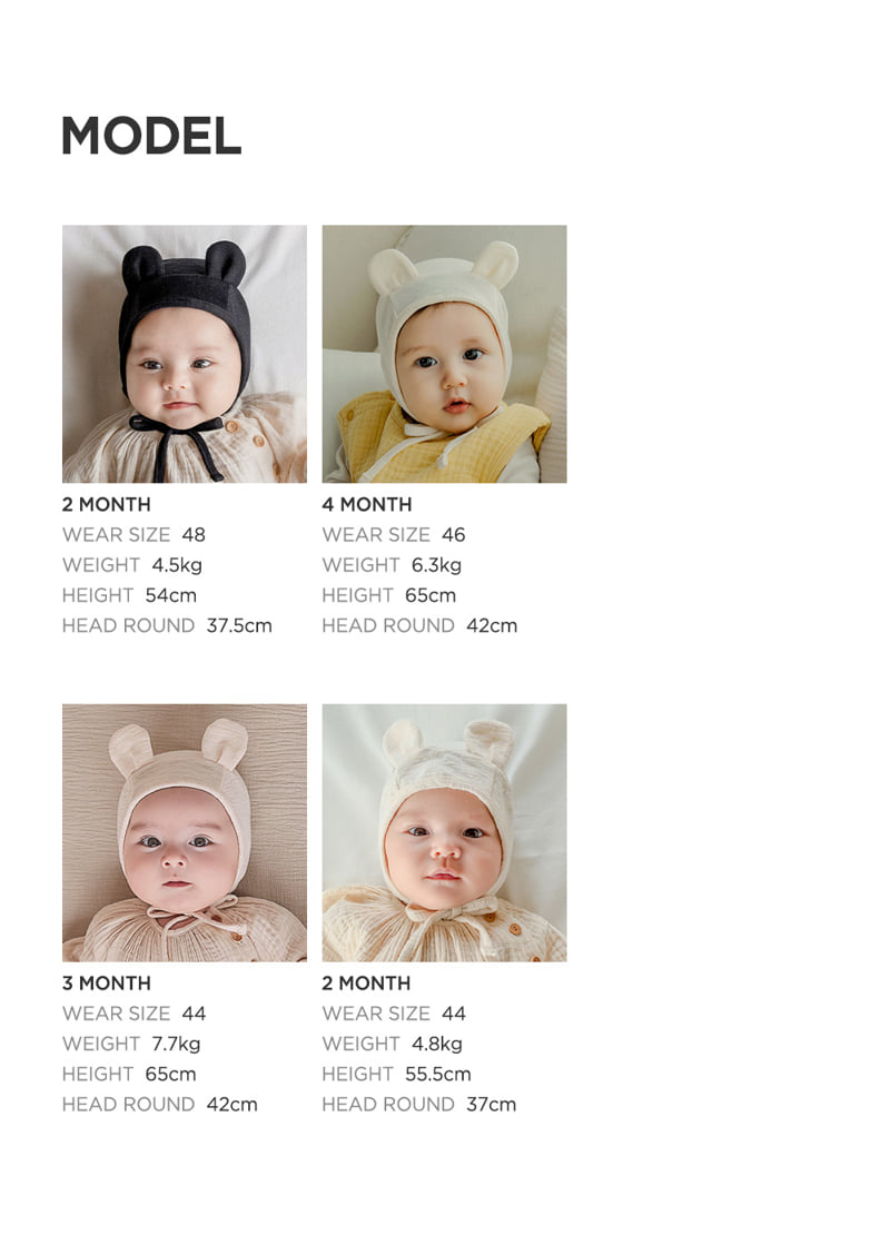 Kids Clara - Korean Baby Fashion - #onlinebabyboutique - Bebe Bear Baby Bonnet - 12