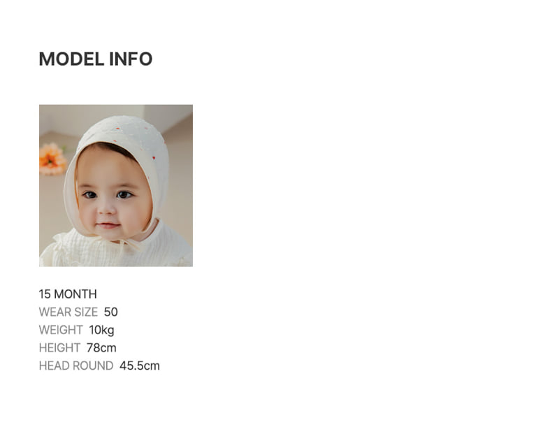 Kids Clara - Korean Baby Fashion - #onlinebabyshop - Ino Baby Bonnet - 10