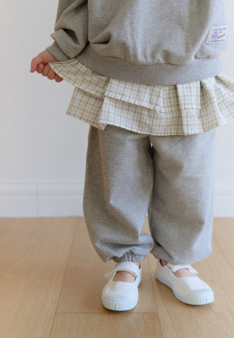 Ko And Ko - Korean Baby Fashion - #babyboutiqueclothing - Frill Jogger Pants Set (Melange) - 5