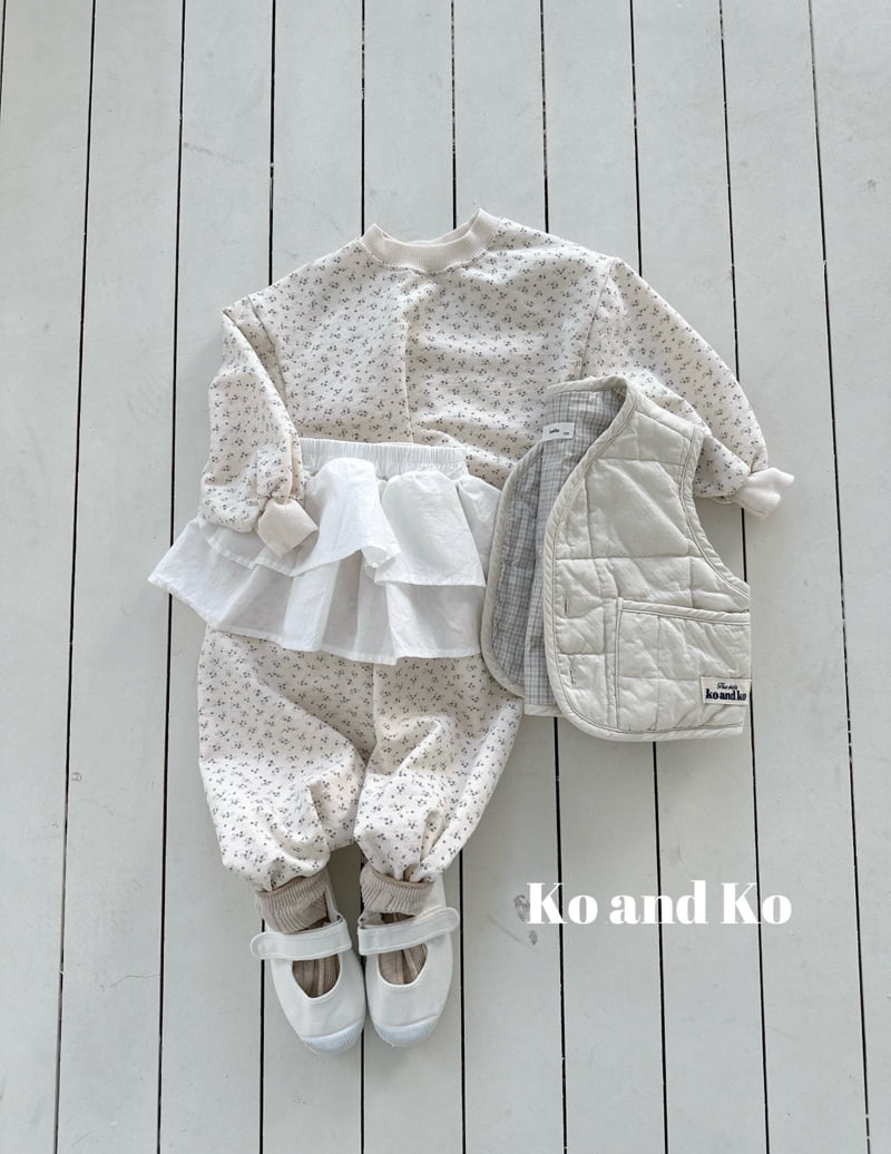 Ko And Ko - Korean Baby Fashion - #babyboutique - Frill Jogger Pants Set (Cream Flower) - 4