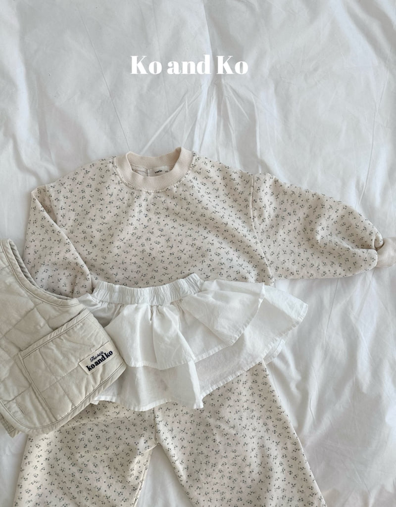 Ko And Ko - Korean Baby Fashion - #babyclothing - Frill Jogger Pants Set (Cream Flower) - 5
