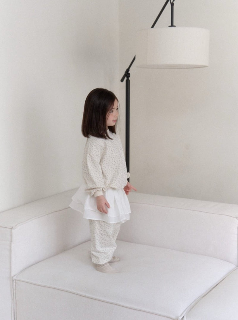 Ko And Ko - Korean Baby Fashion - #babyfashion - Frill Jogger Pants Set (Cream Flower) - 6