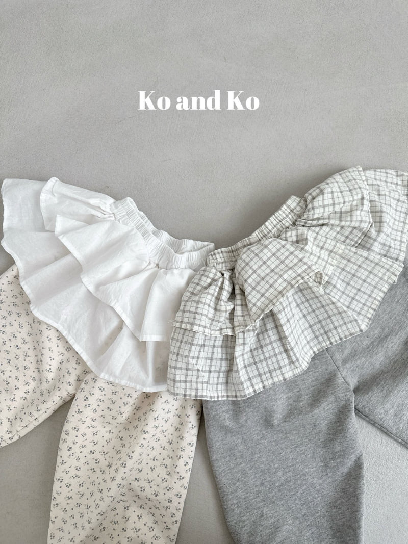 Ko And Ko - Korean Baby Fashion - #onlinebabyboutique - Frill Jogger Pants Set (Melange)