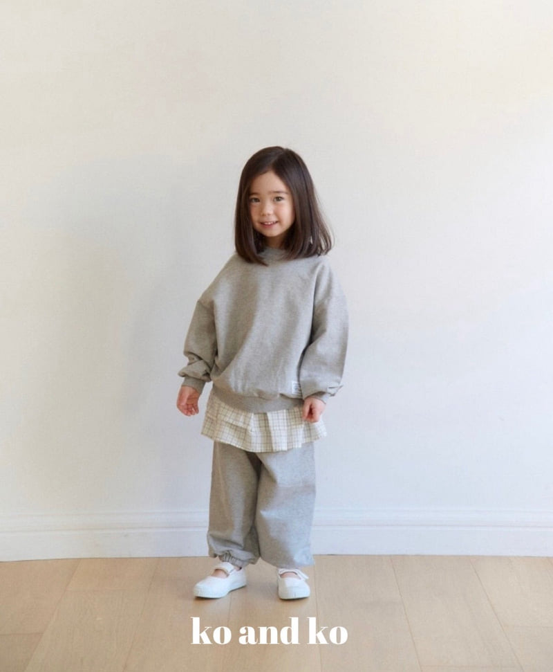 Ko And Ko - Korean Baby Fashion - #smilingbaby - Frill Jogger Pants Set (Melange) - 3