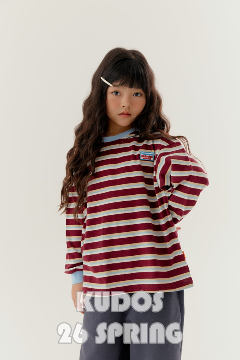 Kudos - Korean Children Fashion - #kidsshorts - Patch Stripe Long Sleeve Tee - 7