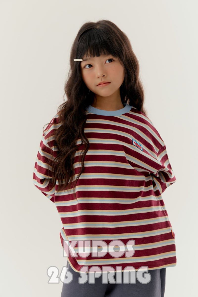 Kudos - Korean Children Fashion - #kidsstore - Patch Stripe Long Sleeve Tee - 8