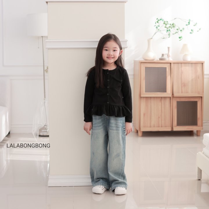 Lalabongbong - Korean Children Fashion - #Kfashion4kids - Damaged Wide Denim Pants - 6