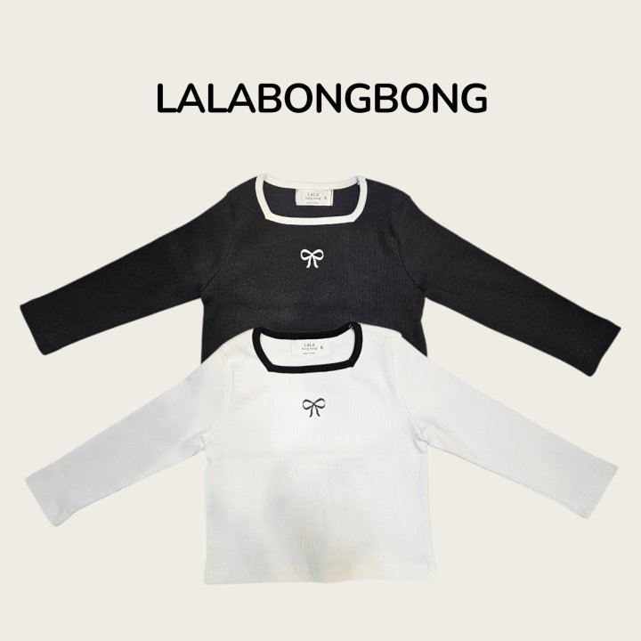 Lalabongbong - Korean Children Fashion - #childrensboutique - Ribbon Square Neck Tee