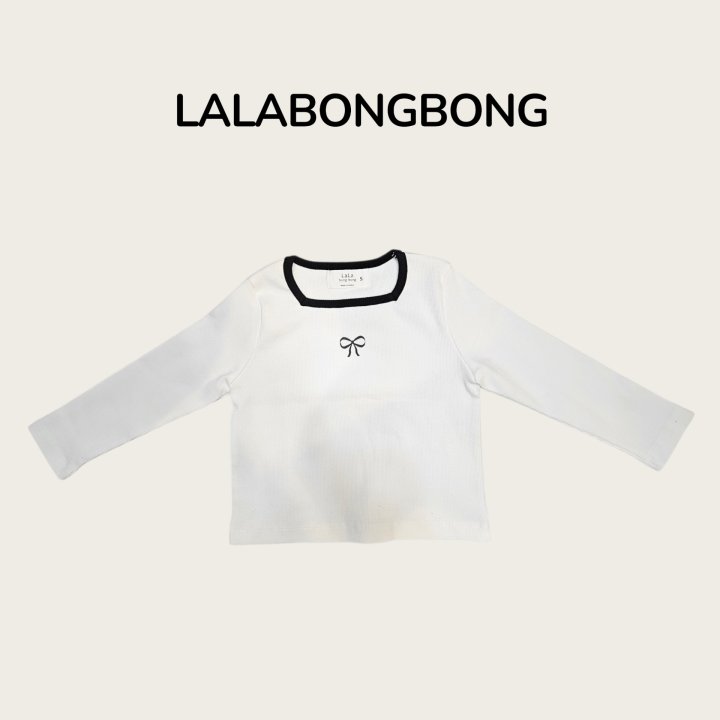 Lalabongbong - Korean Children Fashion - #discoveringself - Ribbon Square Neck Tee - 3