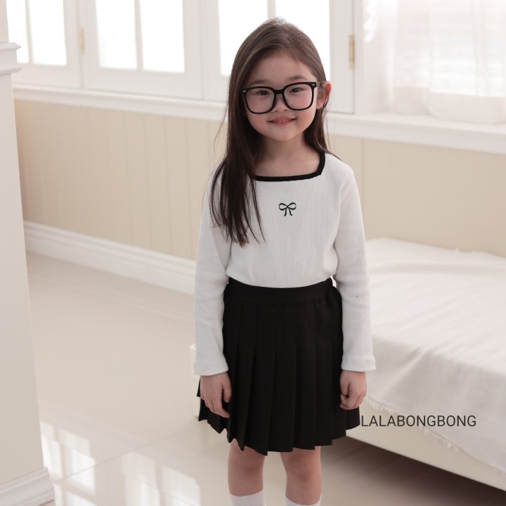 Lalabongbong - Korean Children Fashion - #kidsshorts - Ribbon Square Neck Tee - 5