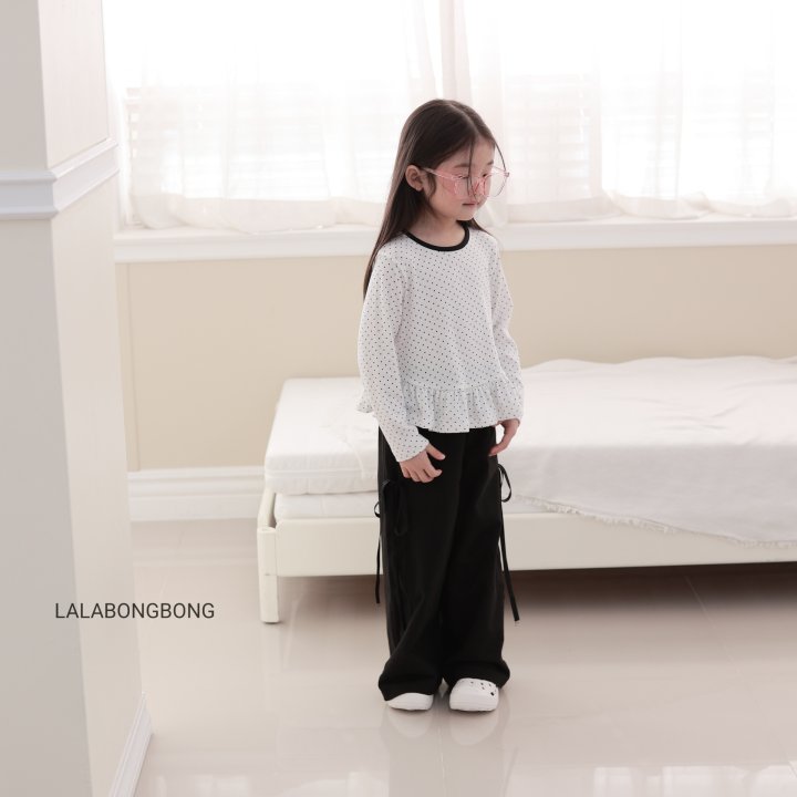 Lalabongbong - Korean Children Fashion - #kidsshorts - Dot Frill Tee - 2