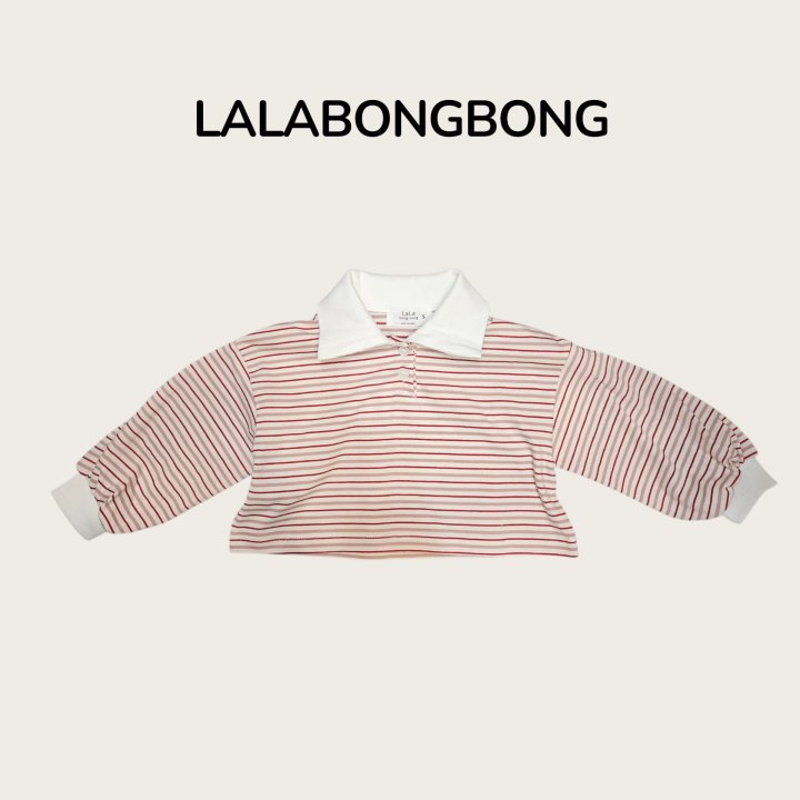 Lalabongbong - Korean Children Fashion - #kidsstore - Stripe Collar Tee - 2