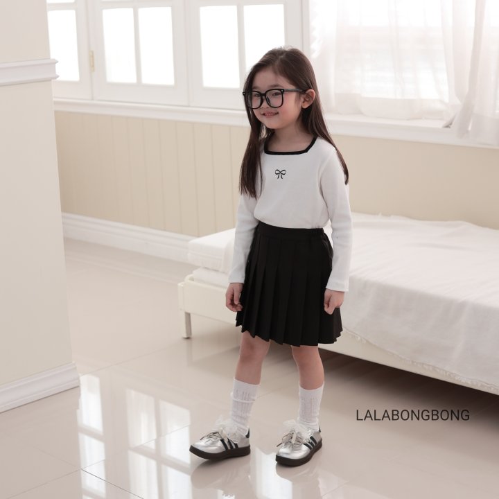 Lalabongbong - Korean Children Fashion - #kidzfashiontrend - Ribbon Square Neck Tee - 7