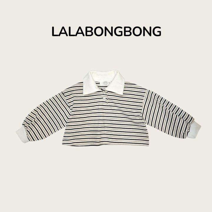 Lalabongbong - Korean Children Fashion - #kidzfashiontrend - Stripe Collar Tee - 3