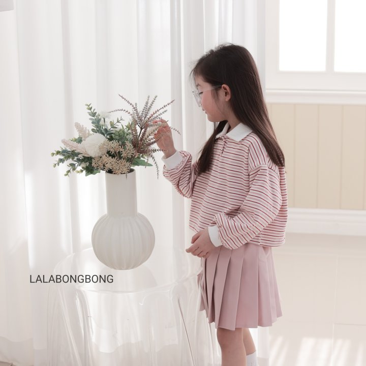 Lalabongbong - Korean Children Fashion - #littlefashionista - Stripe Collar Tee - 5