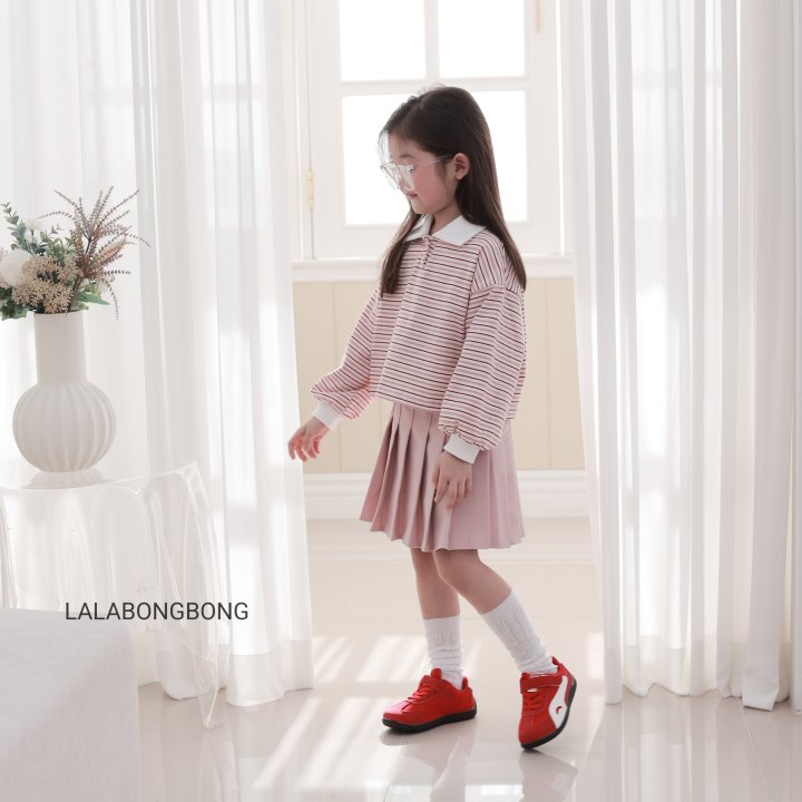 Lalabongbong - Korean Children Fashion - #minifashionista - Stripe Collar Tee - 7