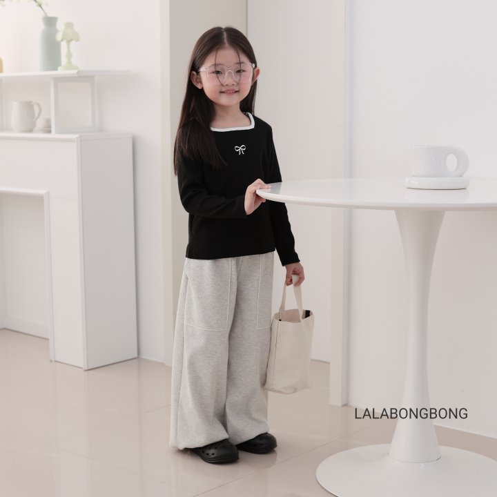 Lalabongbong - Korean Children Fashion - #prettylittlegirls - Ribbon Square Neck Tee - 12